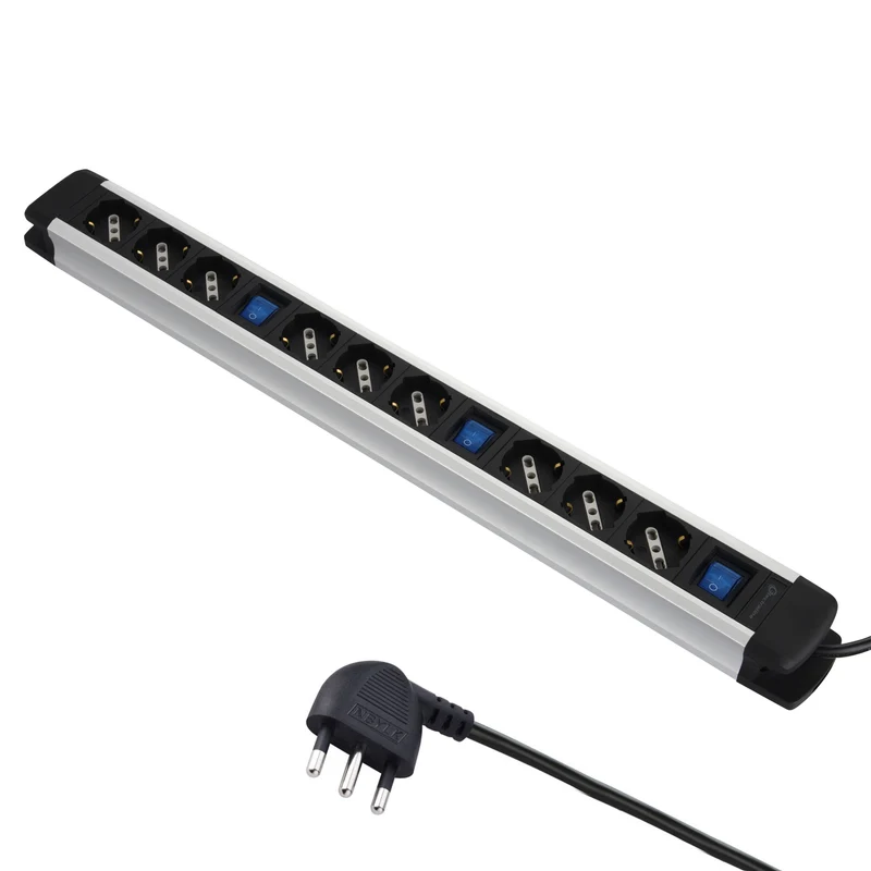 Multipresa Alluminio 9 Posti + 3 Interruttori