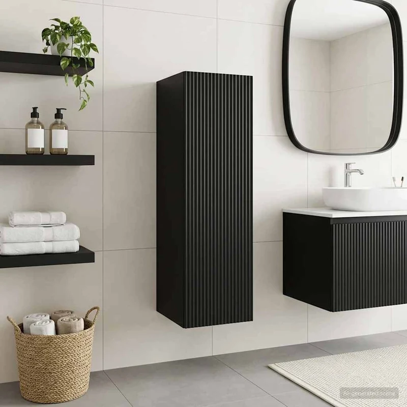 Mobiletto da Bagno a Muro Nero 33 x 34,5 x 100 cm 890523