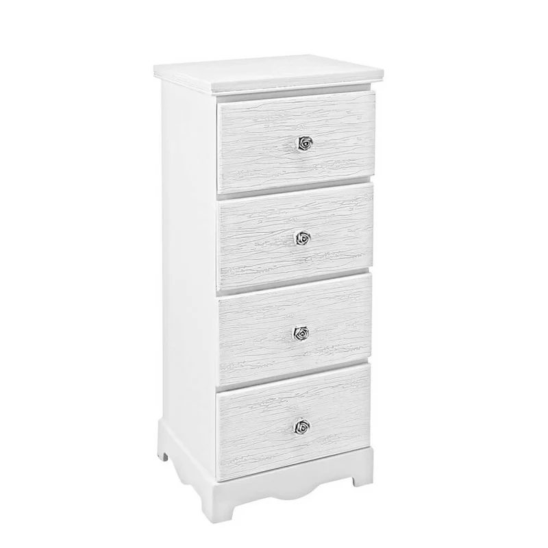 Cassettiera in MDF bianco opaco 4 Cassetti effetto decapato - BLAINE