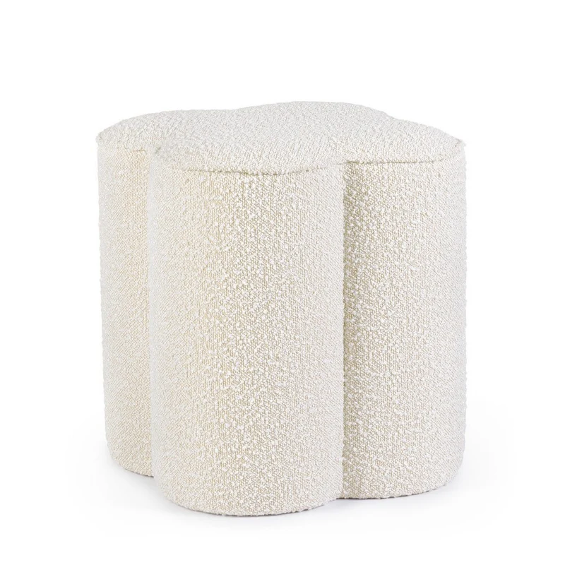 Pouf Sagomato in Tessuto Bouclé Effetto Naturale - WALKER