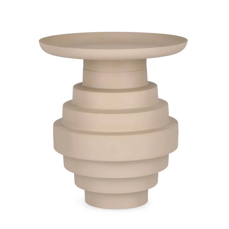 Tavolino in Acciaio con Base Scalonata Effetto Opaco Beige - SYMP