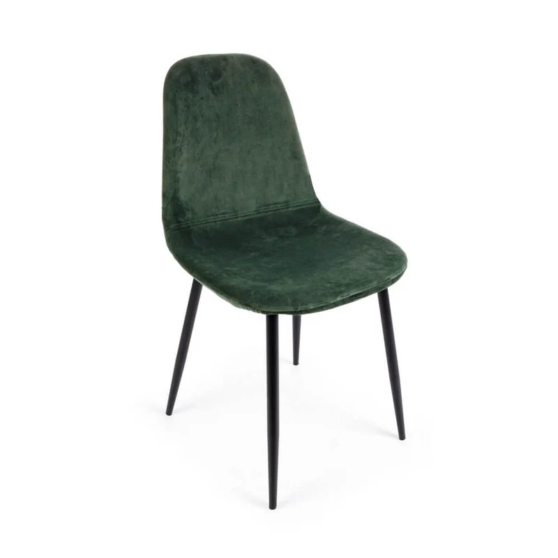 Set di 4 Sedie Imbottite in Velluto con Gambe in Acciaio - STRUCTURE