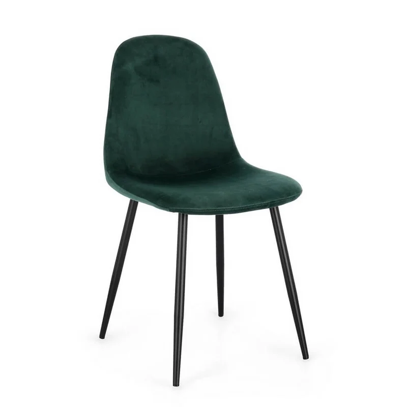 Set di 4 Sedie Imbottite in Tessuto con Gambe in Acciaio Nero - IRELIA