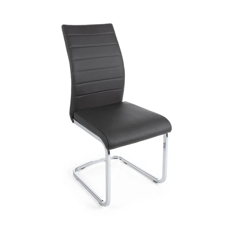 Set di 4 Sedie da Pranzo in Similpelle con Gambe Cromate - NEXTWAVE