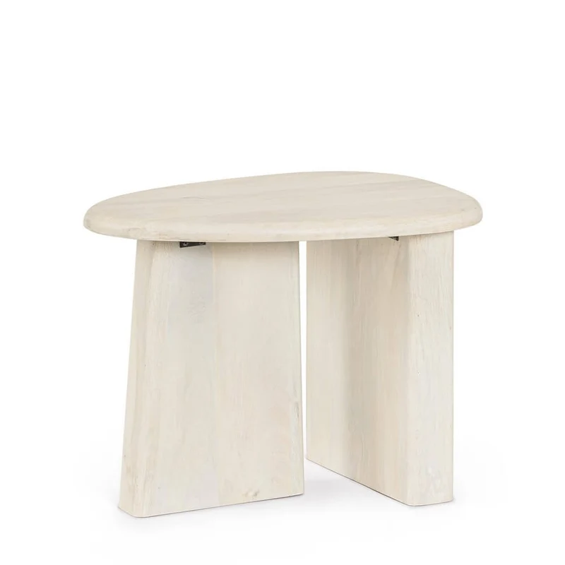 Tavolino in Legno di Mango Piano Ovale Finitura Naturale - ENIGMA