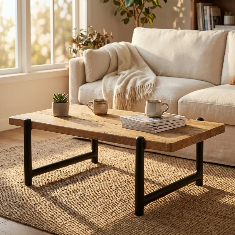 Tavolino in pino riciclato cm 135x75 - PINE
