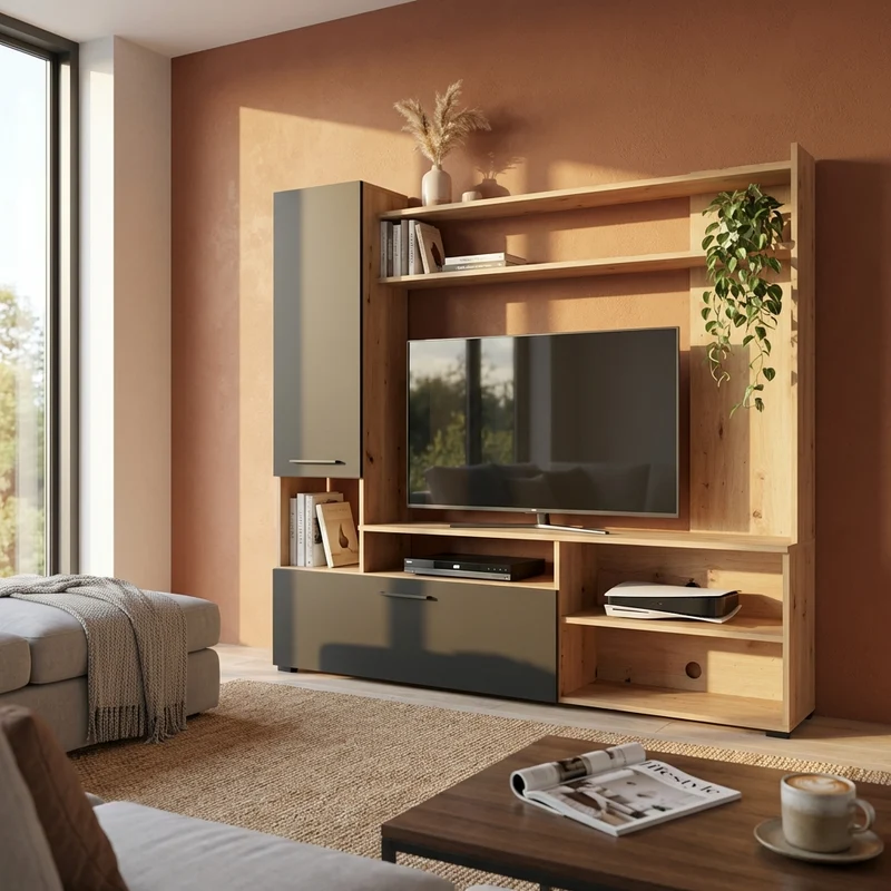 parete attrezzata soggiorno due ante moderna cm 168 5x35x157 h - LULU