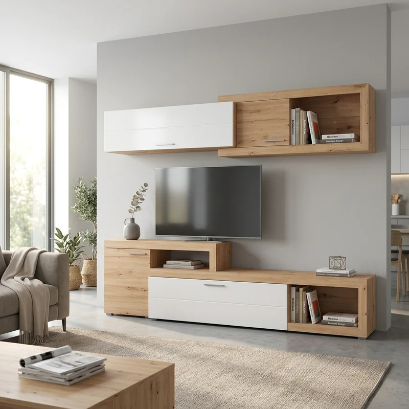 parete attrezzara quattro ante moderna minimal in legno cm 248 5x41 5x201 h - BUDDY