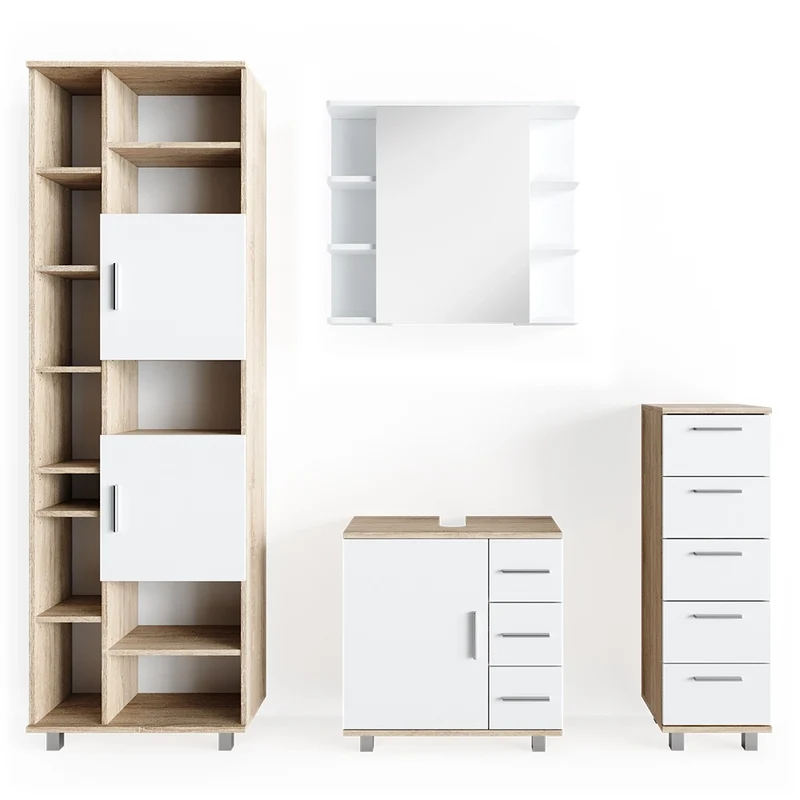 Set mobili bagno Ilias Sonoma 4 pezzi Vicco
