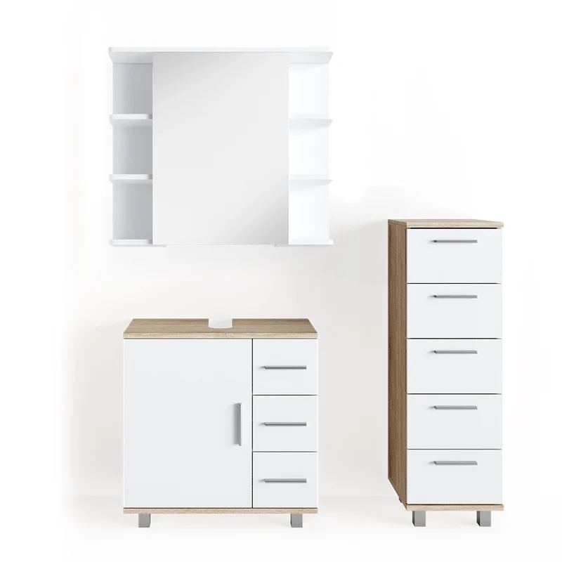 Set mobili bagno Ilias Sonoma 3 pezzi Vicco
