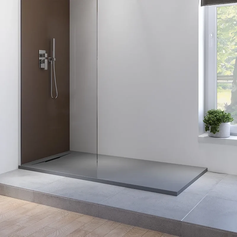 Piatto doccia 70x160 cm in marmoresina grigio effetto pietro | Paros