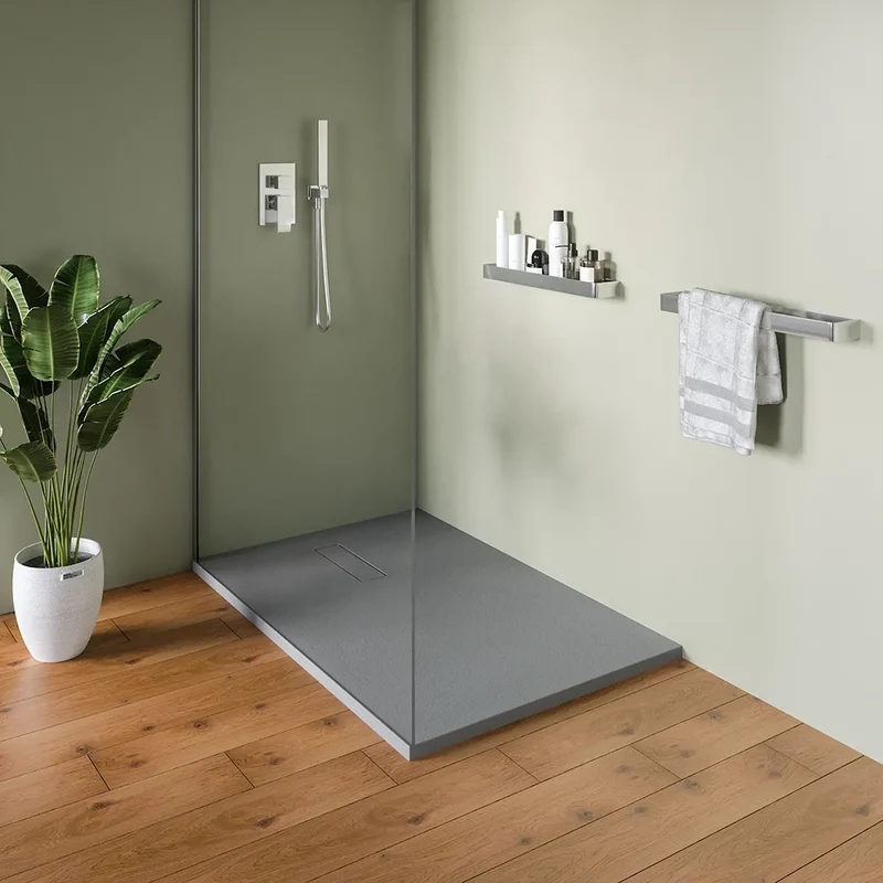 Piatto doccia 90x100 cm in marmoresina grigio effetto pietra | Merlera