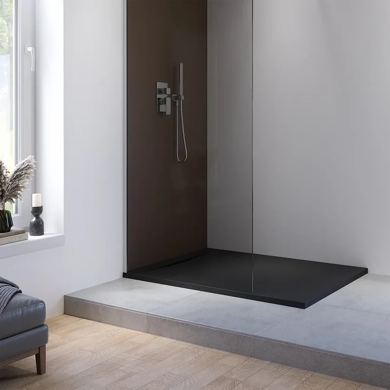 Piatto doccia 70x100 cm in marmoresina nero effetto pietra | Paros
