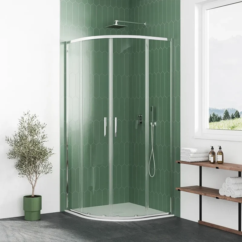 Box doccia semicircolare 75x75cm profili cromati slim vetro 6mm trasparente h190 | Portofino