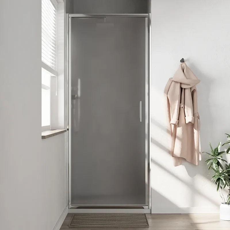 Porta doccia 75cm con apertura a battente profili slim cromati vetro 6mm opaco h190 | Portofino