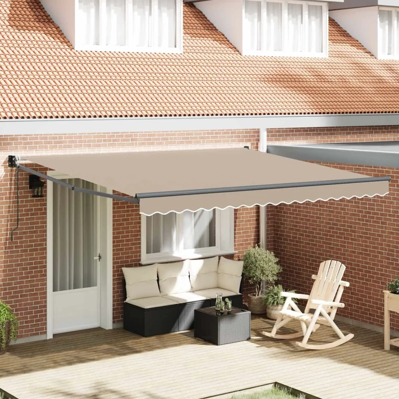 Tenda retrattile Beige 400 × 300 cm Poliestere e Metallo 3330618