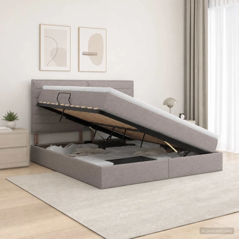 Letto con contenitore LED e materasso Tortora 140 x 200 cm 3459888