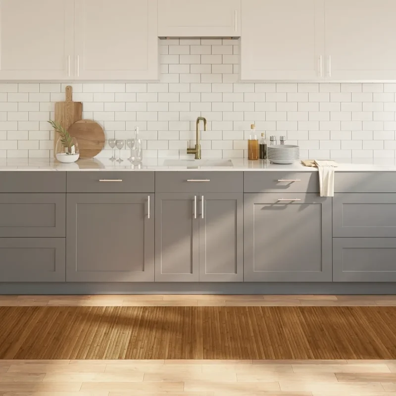 Tappeto Rettangolare Marrone 80x300 cm in Bambù 376782