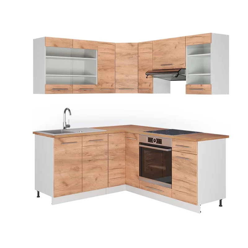 Cucina angolare completa Fame-Line Rovere dorato/Bianco 190 x 160 cm, PL Rovere Vicco