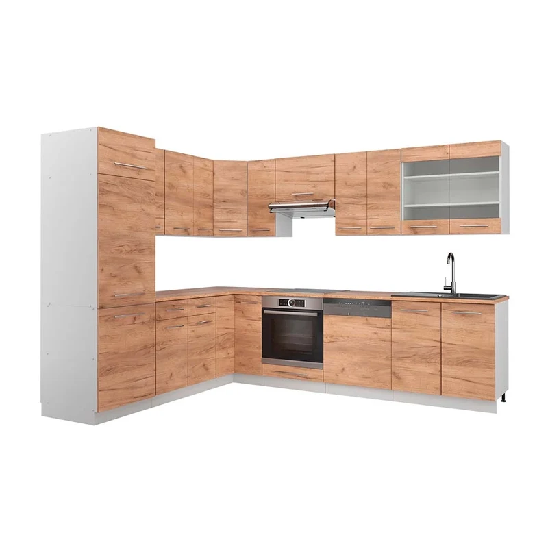 Cucina angolare completa Fame-Line Rovere dorato/Bianco 287 x 227 cm, PL Rovere Vicco