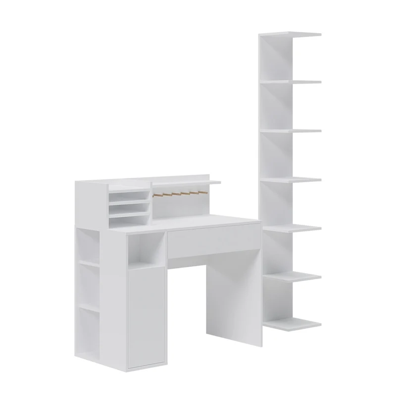 Scrivania Bianco 2 parti, con libreria Vicco