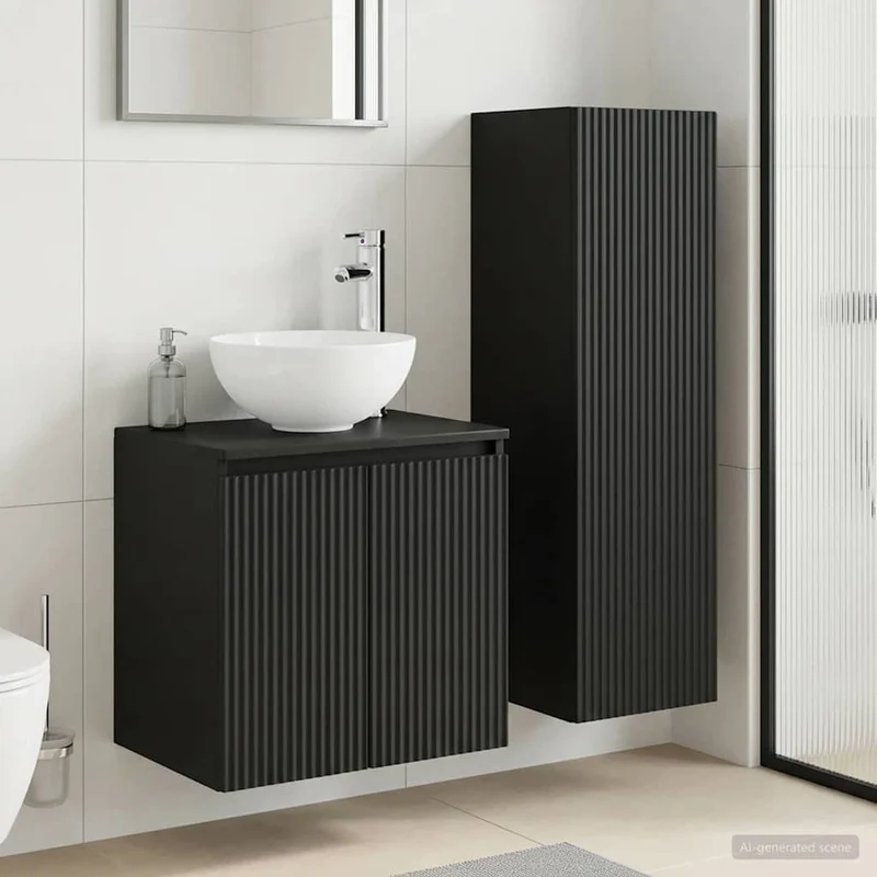 Set di mobili per il bagno 2 pz Nero 33 x 34,5 x 100 cm 3406114
