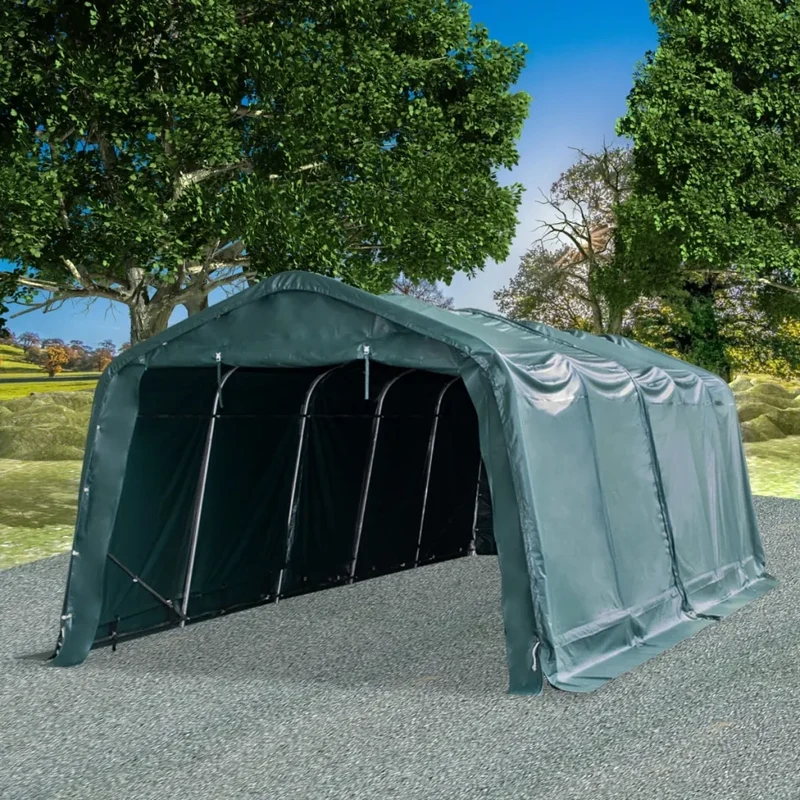 Tendone Bestiame Rimovibile PVC 550 g/m² 3,3x8 m Verde Scuro 3055650