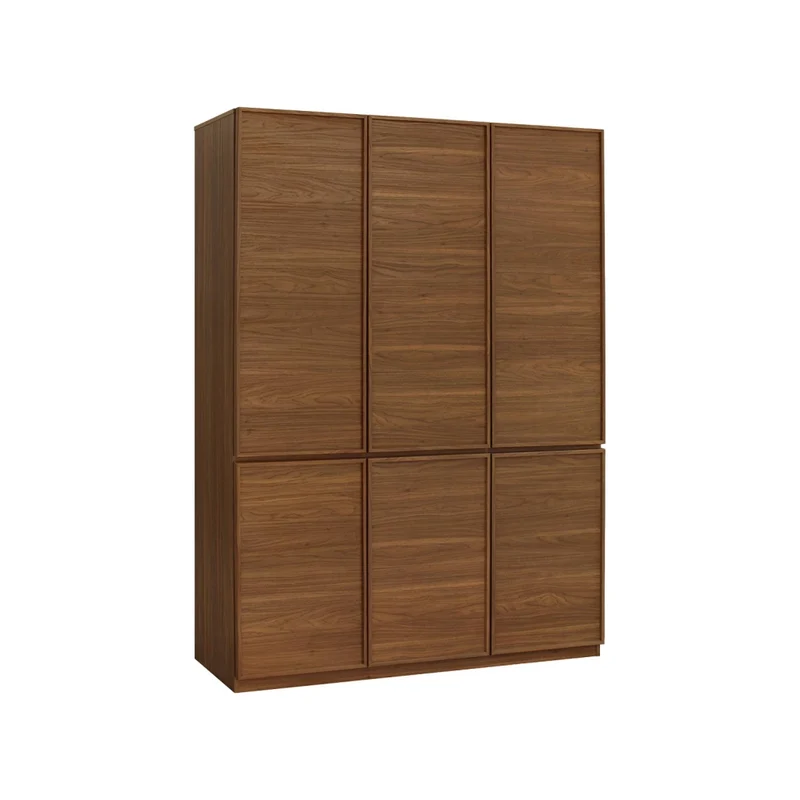 Modulo guardaroba effetto legno 6 ante 1 appendiabiti, noce