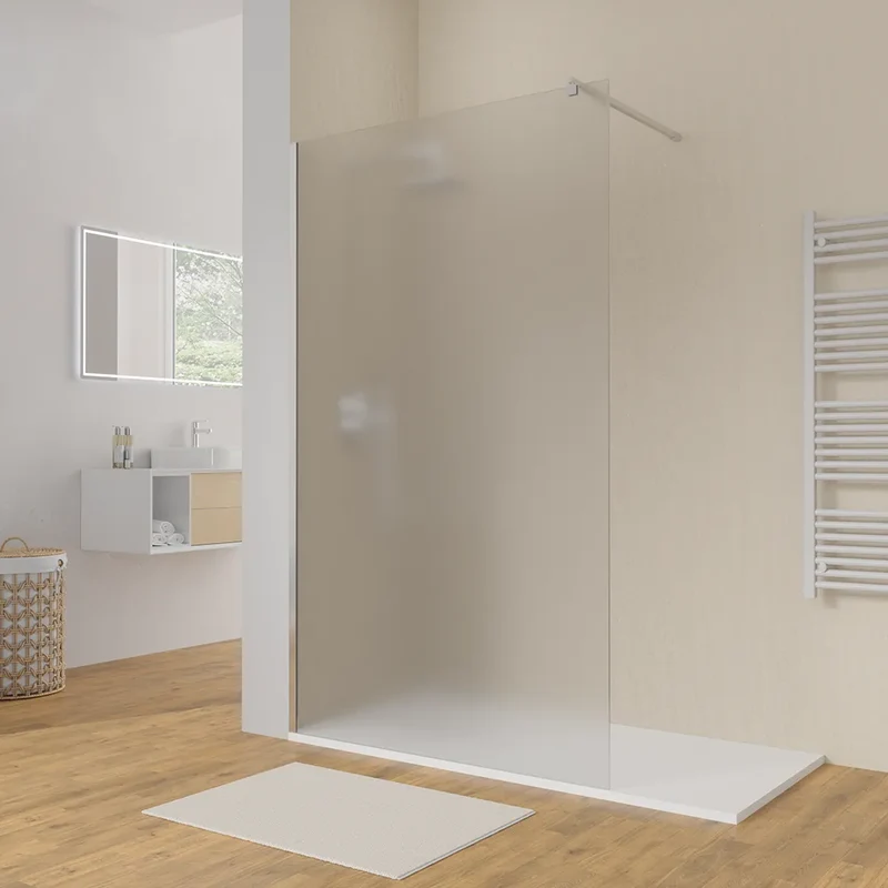 Doccia walk-in 130 cm vetro 8mm anticalcare opaco h200 profili cromo | Keros