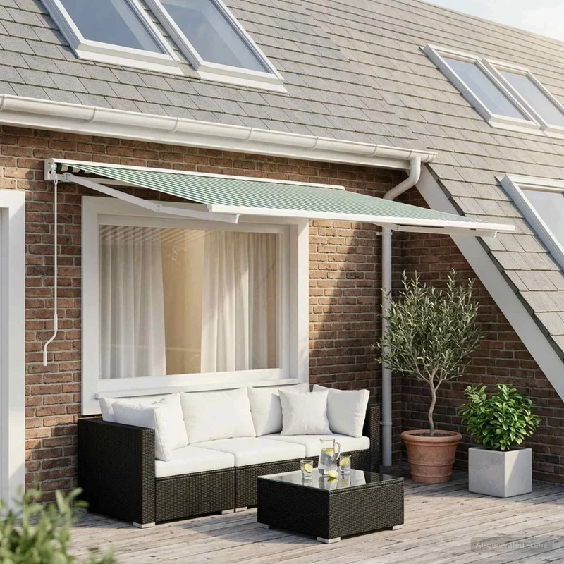Telo di ricambio per tenda da sole Verde e Bianco 350 x 250 cm 3444462