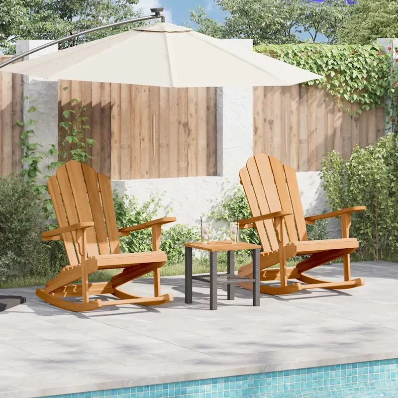 Poltrona a dondolo Adirondack 2 pz Marrone 3255795