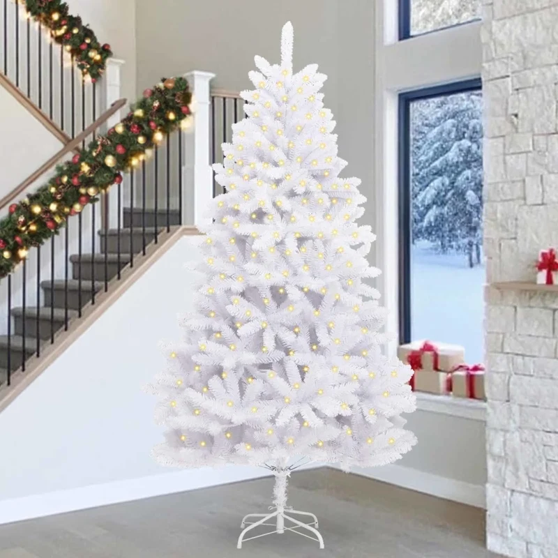 Albero di Natale artificiale 300 LED PVC e Acciaio Bianco 3210119