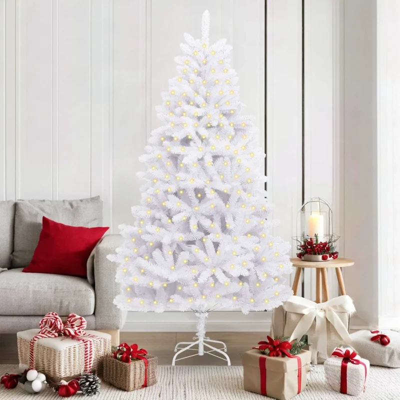 Albero di Natale artificiale 300 LED PVC e Acciaio Bianco 3210115