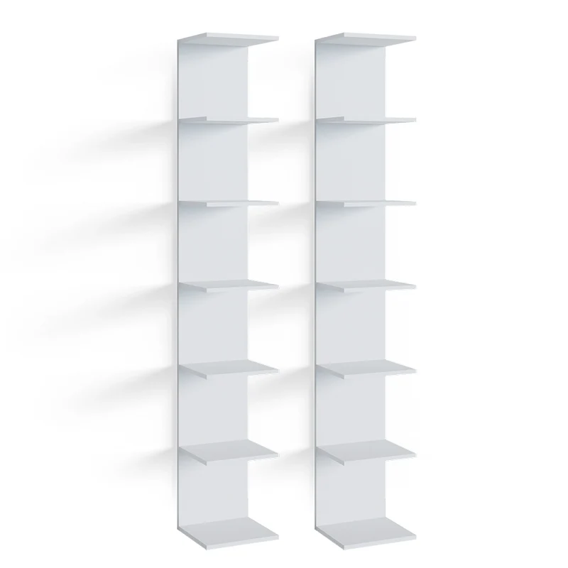 Libreria da parete Paolo Bianco 30 x 190 cm Set di 2 Vicco