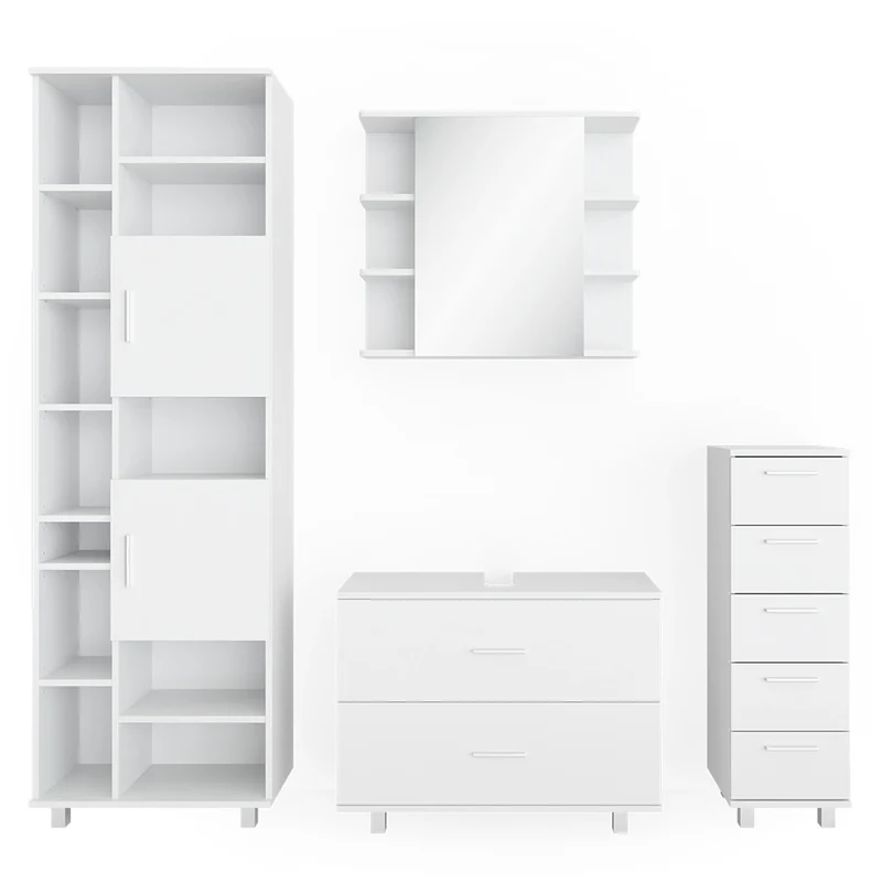 Set mobili bagno Ilias Bianco 4 pezzi Vicco