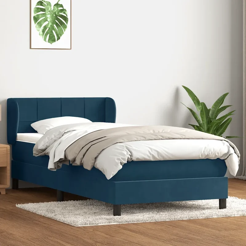 Giroletto a Molle con Materasso Blu Scuro 80x210 cm Velluto 3317509
