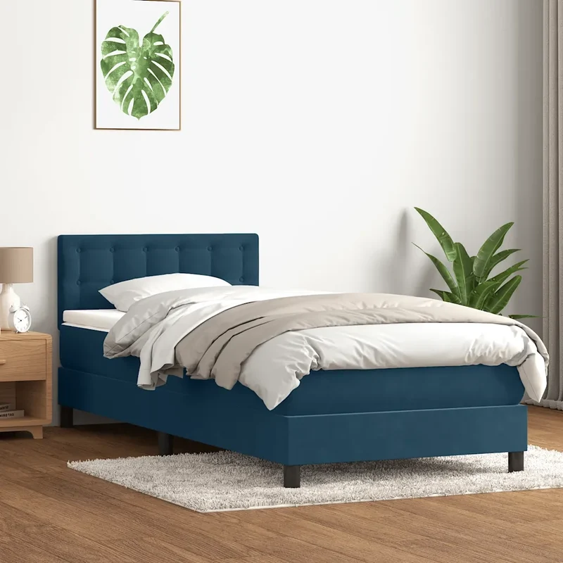 Giroletto a Molle con Materasso Blu Scuro 80x210 cm Velluto 3316573