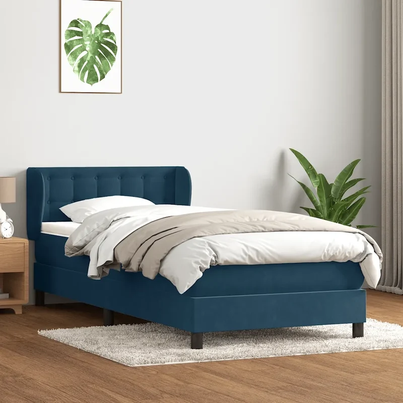 Giroletto a Molle con Materasso Blu Scuro 80x210 cm Velluto 3317845