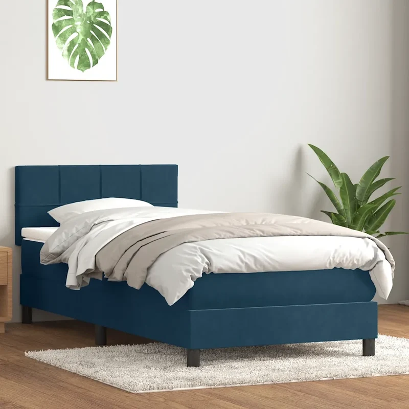Giroletto a Molle con Materasso Blu Scuro 80x210 cm Velluto 3316189