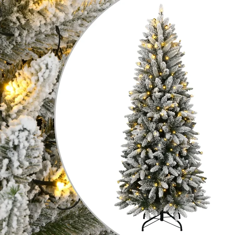 Albero di Natale Artificiale con 300 LED e Neve Floccata 240 cm 3315767