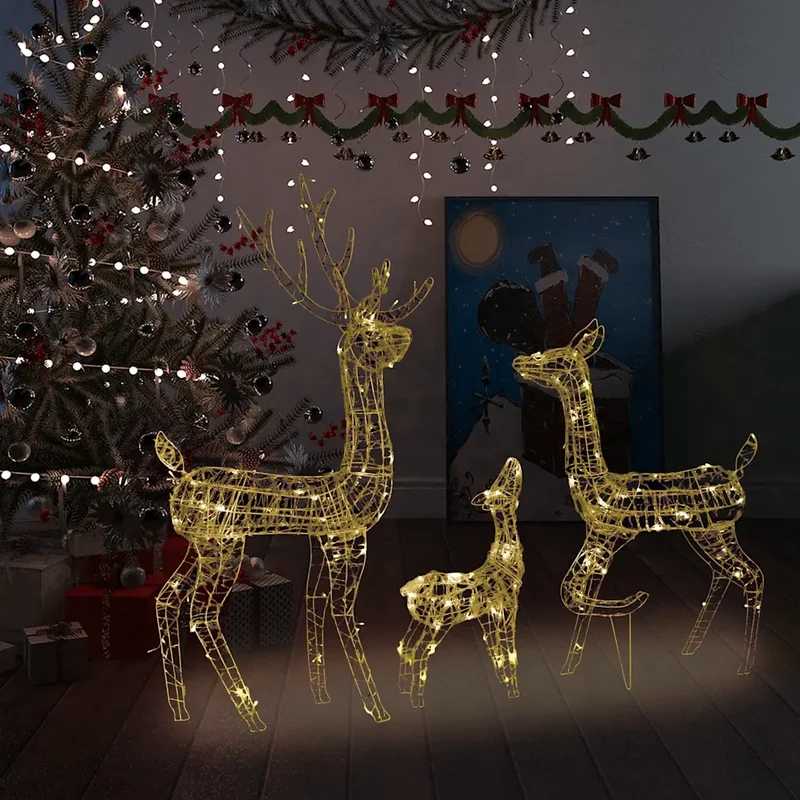 Famiglia di Renne di Natale 300 LED Bianco Caldo in Acrilico 329793