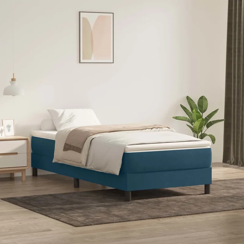 Giroletto a Molle con Materasso Blu Scuro 80x210 cm Velluto 3315901