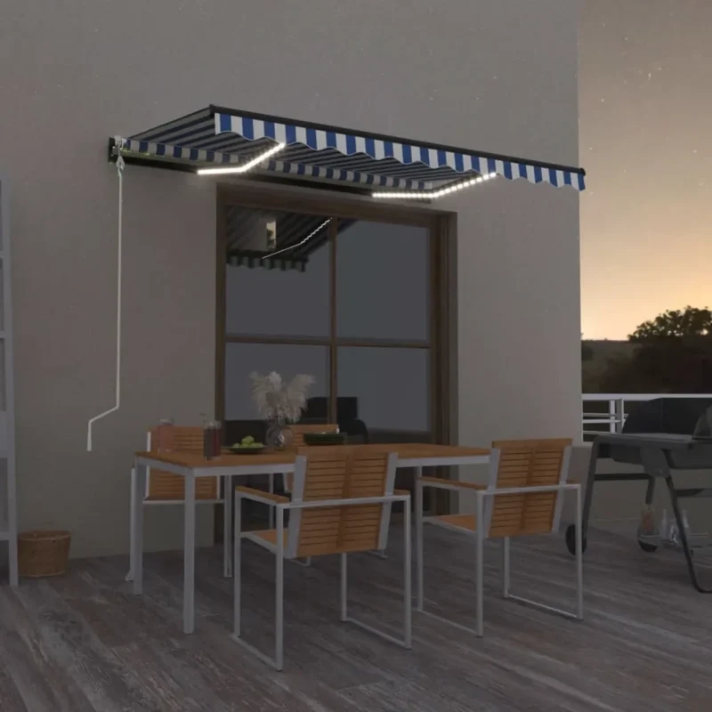 Tenda retrattile Blu e Bianco 400 × 300 cm Poliestere 3069111