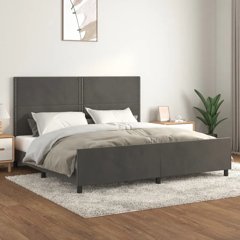 Giroletto senza Materasso Grigio Scuro 200x200 cm Velluto 3125715