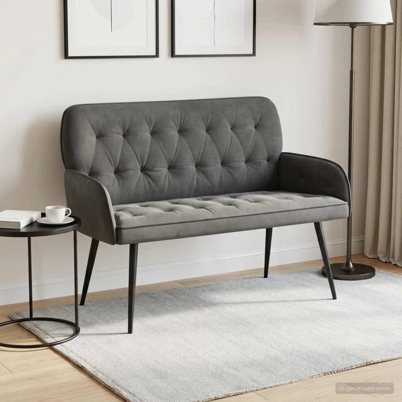 Divano a 2 posti con gambe in metallo 2 posto Grigio Scuro 42051018