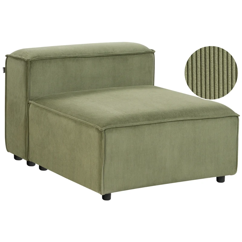 Poltrona imbottita componibile 1 posto velluto a coste verde con gambe nere Stile moderno