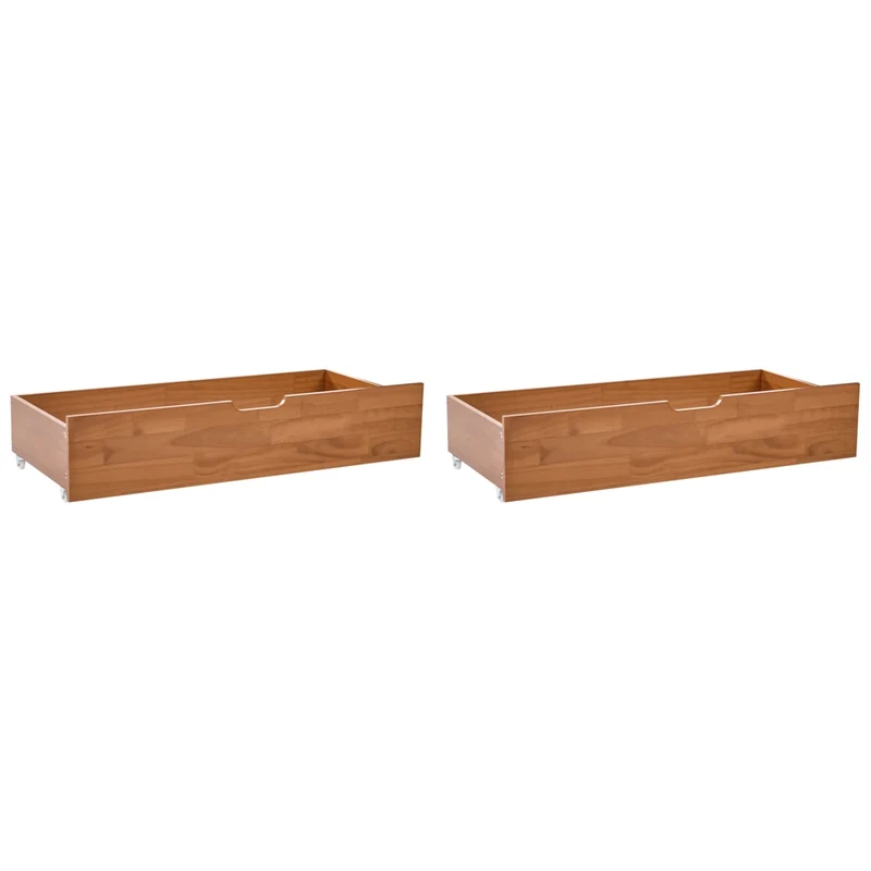 Set di 2 cassetti per letto in legno marrone MDF con ruote