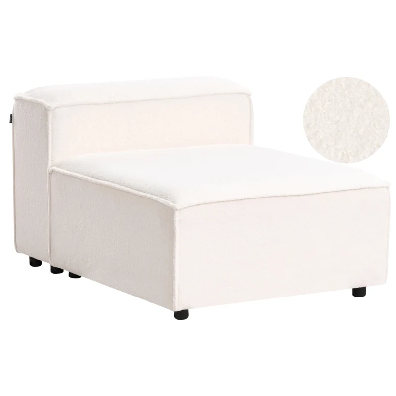 Poltrona modulare 1 posto rivestimento tessuto bouclè bianco sporco soggiorno stile moderno