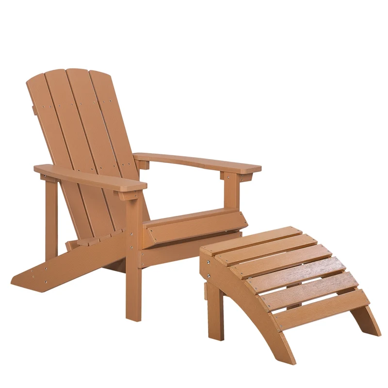 Sedia da giardino in legno chiaro in plastica legno con poggiapiedi resistente agli agenti atmosferici in stile moderno