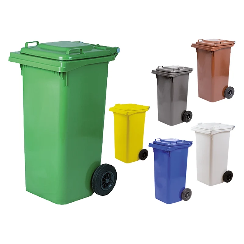 Bidone Immondizia Carrellato Lt. 120 - Cm 55 X 50 X 94 Verde